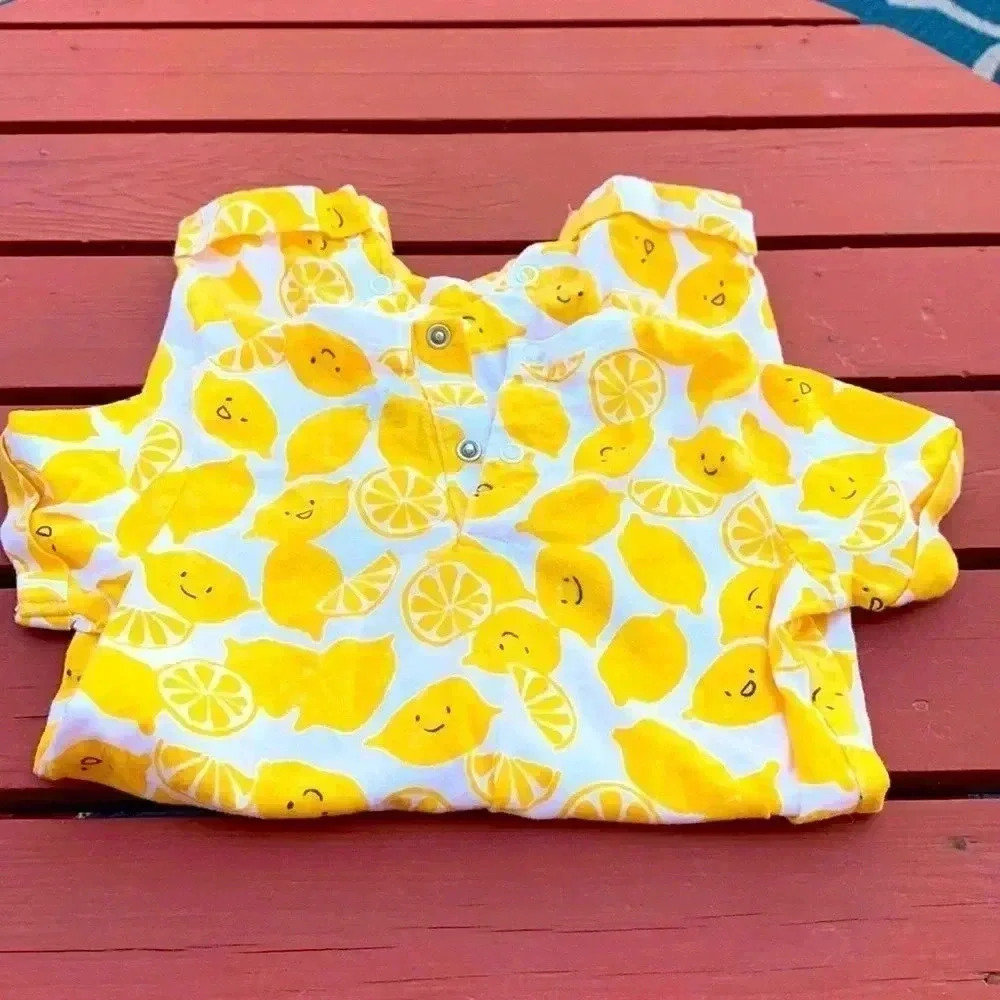 Five for 25 Joe Fresh 100% cotton, short sleeve romper with lemon motif